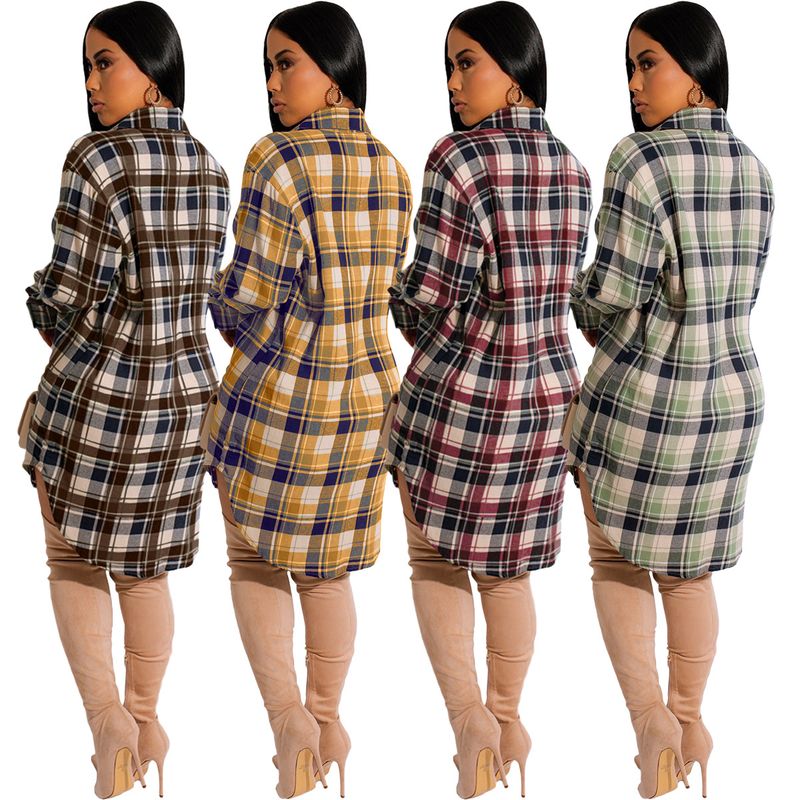 Abito camicia a quadri classico e casual da donna_voghion.com