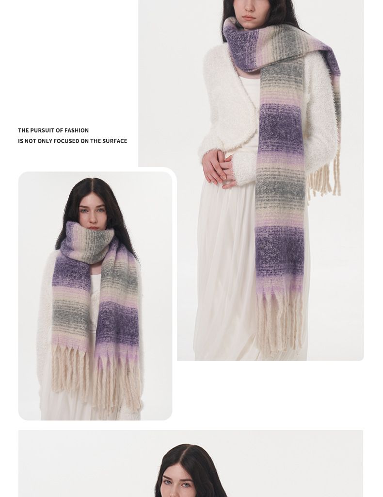 cachemire enfants hiver agrandissement élargissement 50cm blocage de couleur chaud et confortable plaid rayé gland_voghion.com