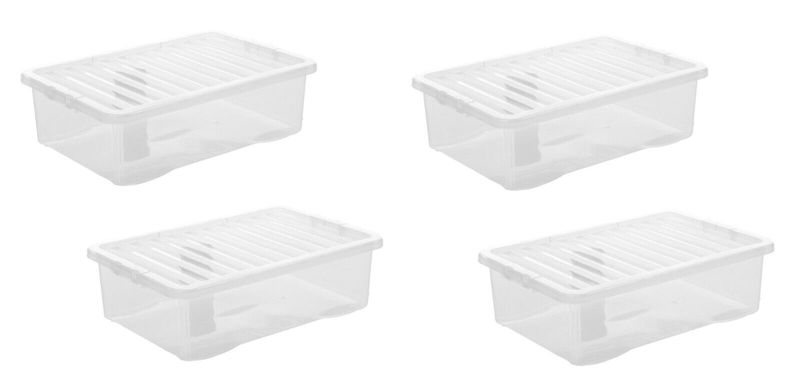 Clear Plastic Storage Boxes With Lids Stackable Box Home Office Kitchen UK Made_voghion.com