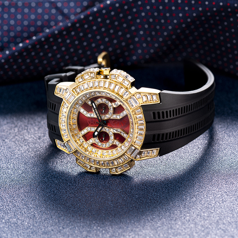 Men's High End Fashion Personality Full Diamond Large Dial Tape Quartz Watch_voghion.com