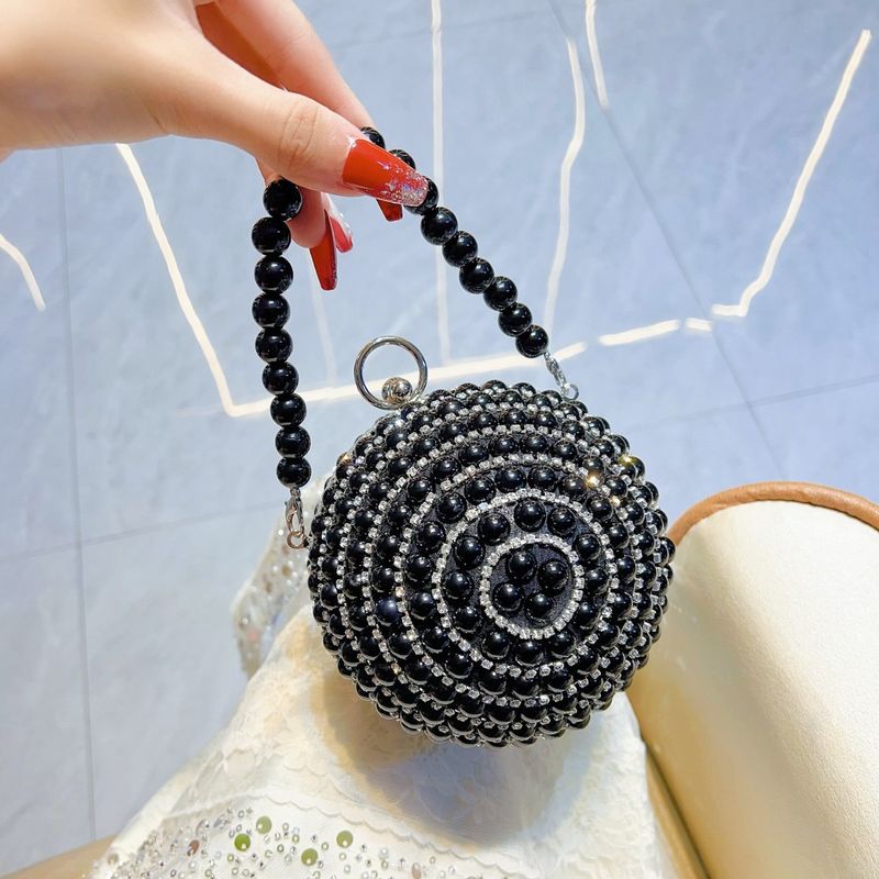 New Pearl Ball Shape Handbag Versatile Evening Inlaid Diamond Dress Banquet Bag_voghion.com