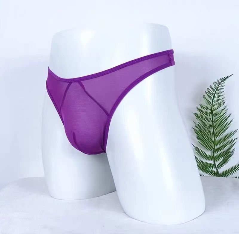 luckyqqyp European And American Style Sexy Thong Ultra-thin Mesh Low-rise Temptation Underwear Men's Passionate Exposed PP T-back_voghion.com