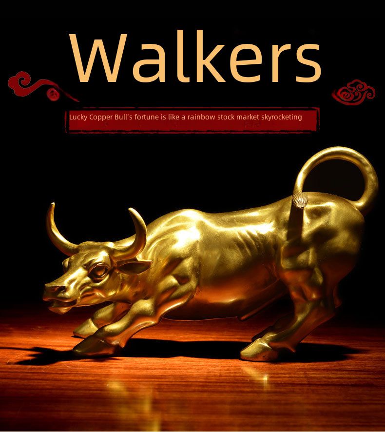 Taureau en Bronze Wall Street Wangshi Jinniu, bureau de négociation d'actions, cadeau artisanal en cuivre, taureau de Fortune, ornements en Bronze_voghion.com