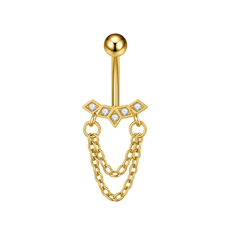 Piercing per ombelico da donna in acciaio inossidabile con zircone, catena a farfalla, occhio di cavallo, fiore a cinque foglie, fibbia per ombelico_voghion.com