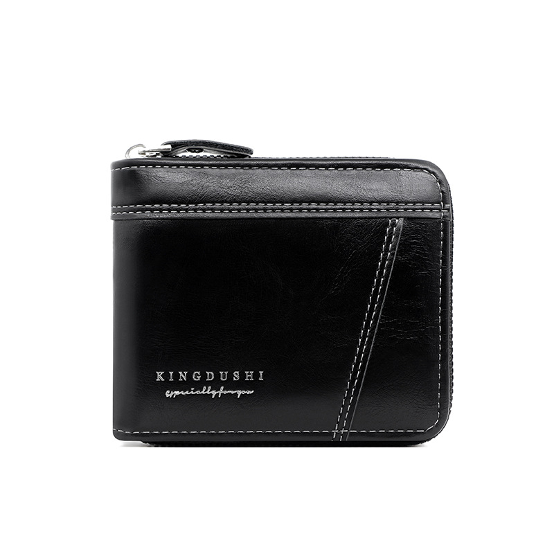New Men's Short Wallet Horizontal Zipper Money Clip Fashion Casual Large Capacity Multi-card Money Clip_voghion.com