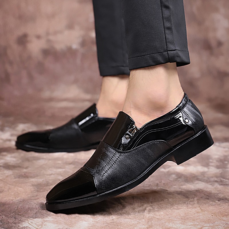 New High Quality Leather Men's Business Casual Leather Shoes, Formal Shoes, Pointed Low Top Shoes, Western Denim Versatile_voghion.com