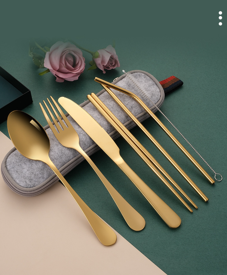 Besteckset aus Edelstahl für Ostern, tragbar, kreativ, Western-Besteck, Messer, Gabel, Löffel und Strohhalm, Kombinationsgeschenk_voghion.com