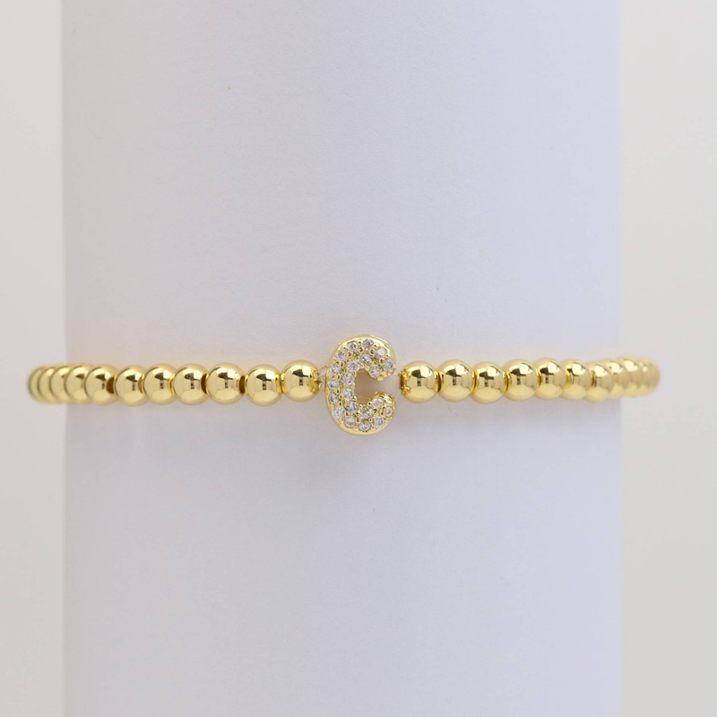 Women's Jewelry Brass Micro Inlaid Bubble Balloon Diy 26 English Letters Copper Beads Beaded Elastic Line Bracelet_voghion.com