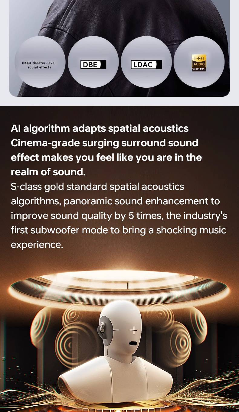 S06 Open Ear Headphones: 13mm Drivers, ENC, 90H Playtime, IPX6, 4-Point Support, Flash Connect_voghion.com