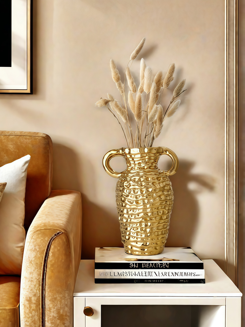 1 moderno jarrón de cerámica de lujo con diseño de panal, ideal para decorar salas de estar, vestíbulos, comedores, rincones de dormitorios y otros espacios._voghion.com