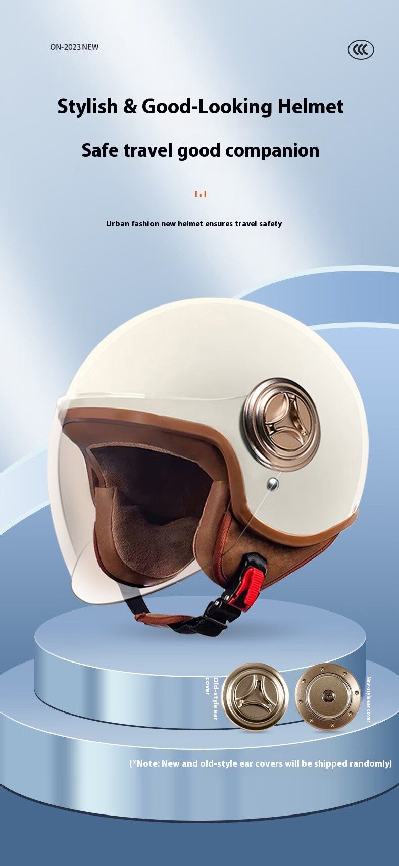 Bluetooth ve Kedi Kulaklı Tasarıma Sahip 3/4 Motosiklet Kaskı - Hafif ABS Kabuk, 3C Sertifikalı, Şeffaf Vizör (Üniseks Yetişkin)_voghion.com