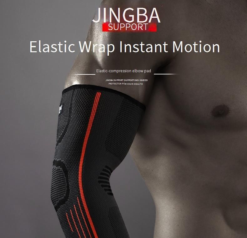Tutore per gomito JINGBA per sport e fitness - Guaina a compressione per tennis, sollevamento pesi, basket, ciclismo (arancione/nero/verde, M/L/XL)_voghion.com