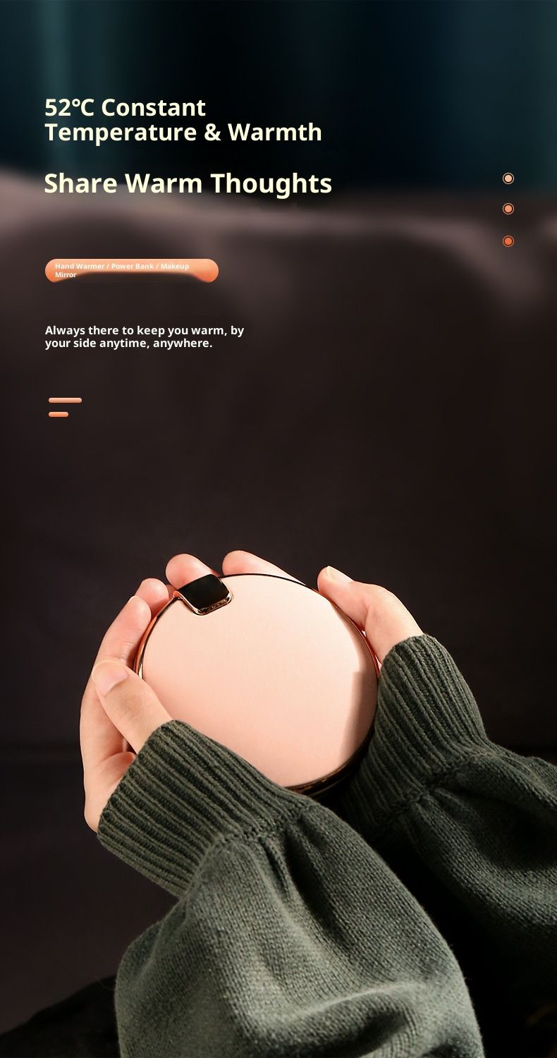 Set regalo 3 in 1 in stile vintage: specchio per il trucco a LED, power bank da 6000 mAh e scaldamani regolabile con ricarica USB - illuminazione bifacciale_voghion.com