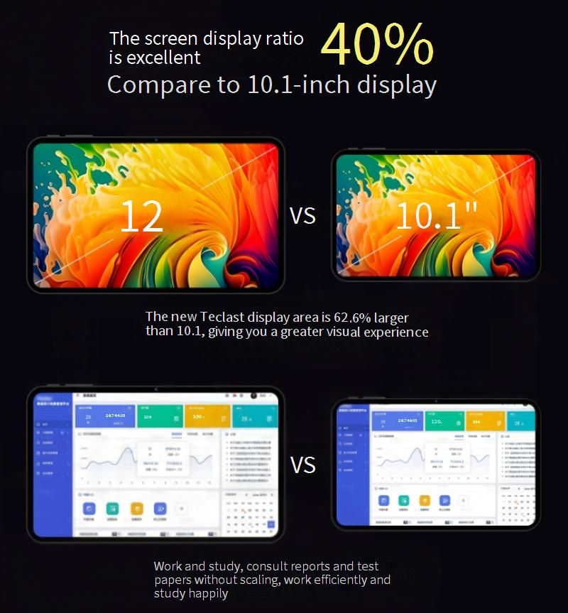 Tablette Android VP60 12 pouces 2K HD - 8 Go de RAM + SSD 256 Go, double SIM et GPS, écran antireflet AG, personnalisation possible pour les commandes en gros (vente directe d'usine)_voghion.com