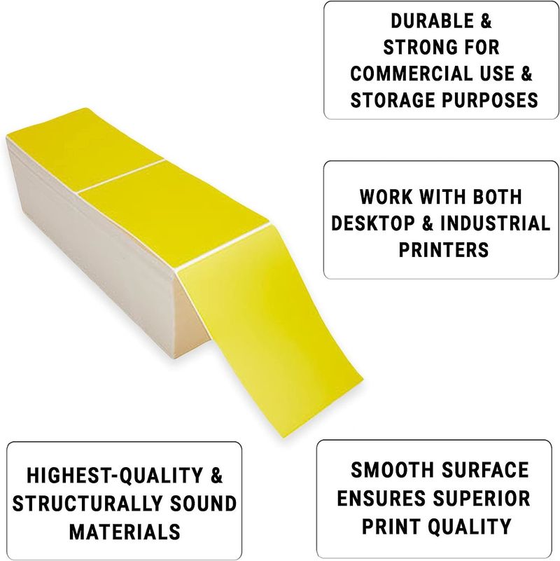 4000 Pack Thermal Transfer Fanfold Labels 4" x 6" Yellow. Perforated Self-Adhesive Rolls. Mailing Postage. Printing Paper. Blank for Shipping; barcodi_voghion.com
