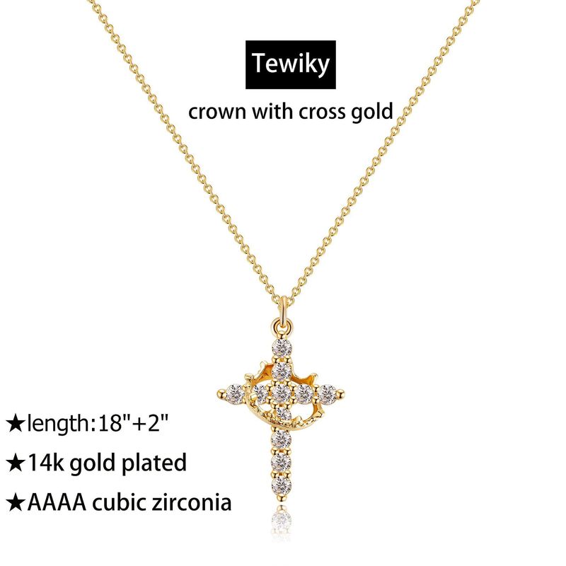 Pendentif croix couronne pour femme, rotatif et polyvalent, collier croix de luxe léger, chaîne de clavicule_voghion.com