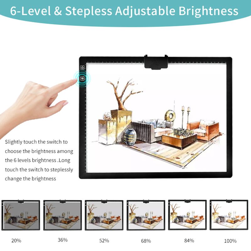 Rechargeable A4/A3 Pad Wireless Battery Powered Box Light Pad For Tracing Dia Painting, Sketching X-ray_voghion.com