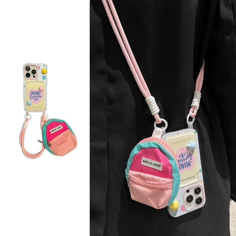 TechGlobe Heart-shaped English Compatible 15 Phone Case 14/13 Women's 13 Pro Max Neck Strap 11 Shockproof IPhone 12_voghion.com