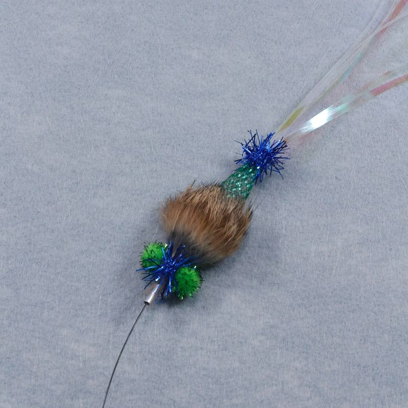 New Rabbit Fur Tassel Small Flying Insect Teaser Wand Replacement Head Cat Toy_voghion.com