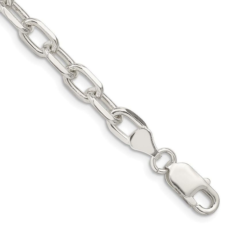 Sterling Silver 6.65mm Diamond-cut Long Link Cable Chain_voghion.com
