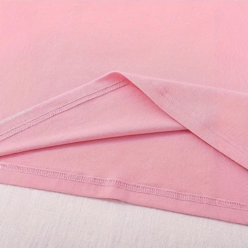 Tricou pentru fete, cu guler rotund, model cu font, mânecă scurtă, haine de vară pentru copii_voghion.com