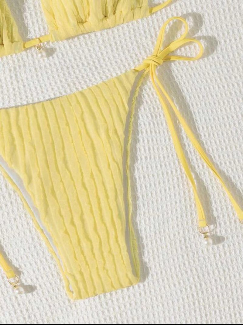 Abbigliamento da donna, nuovo costume da bagno bikini sexy con spacco, due pezzi, con coulisse e schiena scoperta_voghion.com