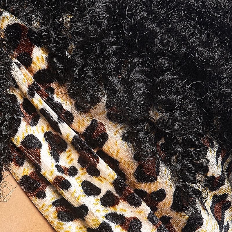 Small Curly African Short Curly Bangs Headband With Integrated Wig Hood, Black Leopard Print Style,headband Wig_voghion.com