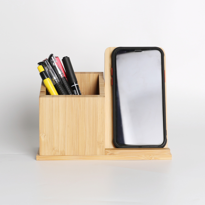 15w three-in-one bamboo and wood pen holder stand wireless charger mobile detachable mobile phone wireless charging logo_voghion.com