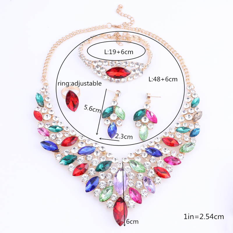 Set di gioielli da sposa in cristallo Collana da sposa Orecchini per spose Accessori per feste Strass Decorazione Regalo Set da donna_voghion.com