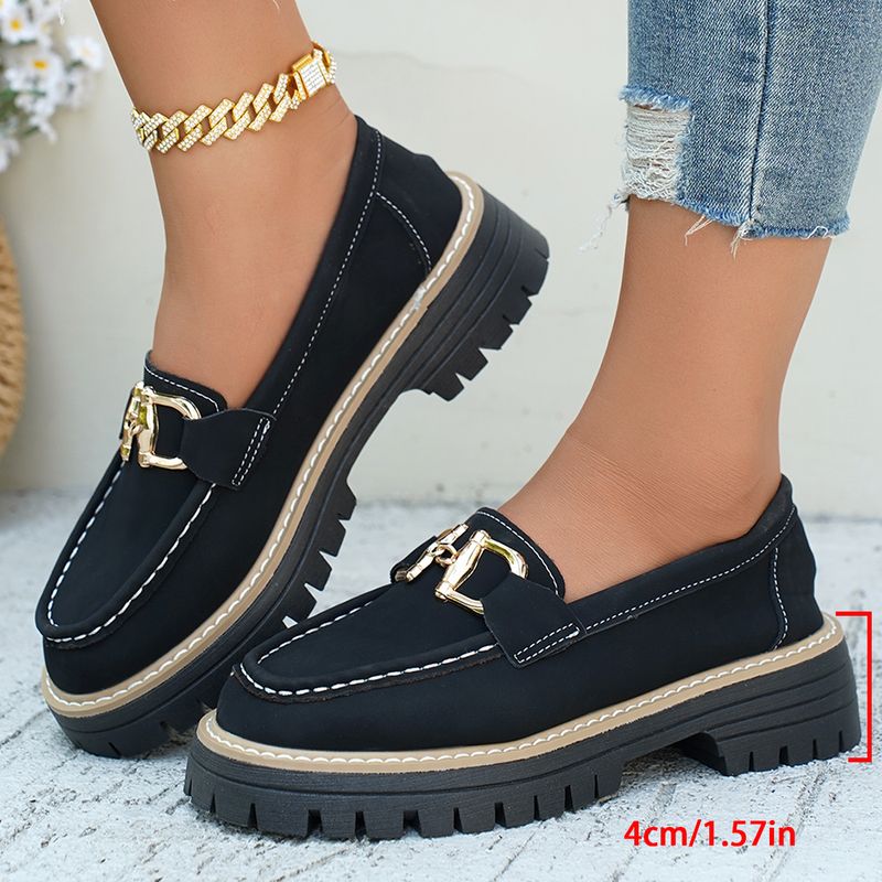 Neue Loafer für Frühling und Herbst 2025, große Größen, lässiger Ketten-Stil, britischer Stil, dicke Sohle, Export-Retro-Damenschuhe_voghion.com