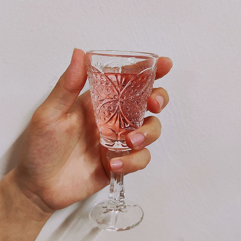 Goblet Ins Cocktail Simple White Red Wine Cup Cold Drink Embossed Liquor Champagne Glass_voghion.com