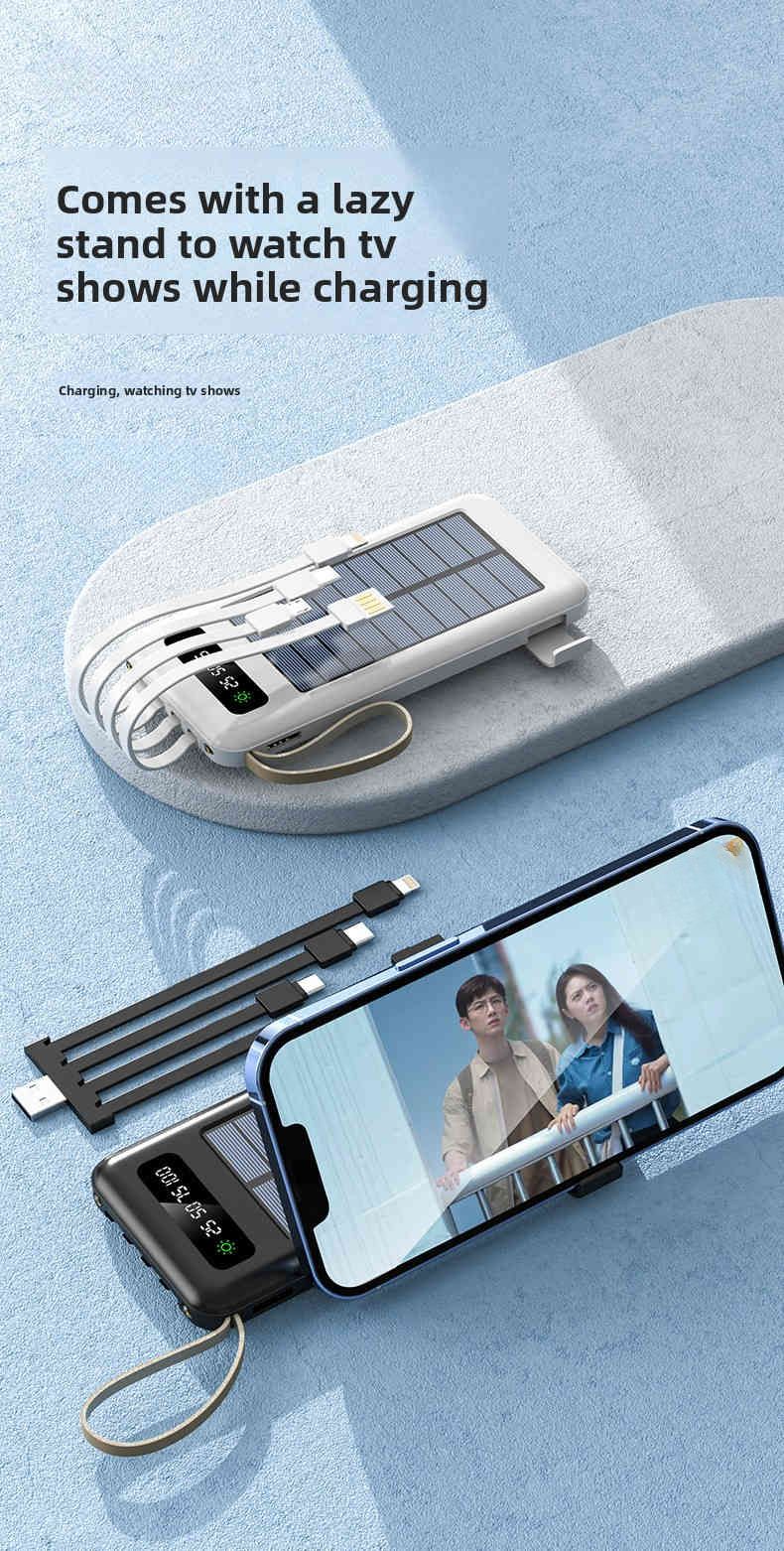 Outdoor Solar Large Capacity Power Bank Shared Built-in Cable Charger 20000mAh_voghion.com