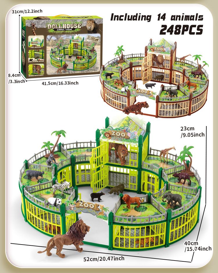 Mother & Kids DIY Dinosaur Park Playset With Realistic Animal Figures & Battle Arena – Educational STEM Toy For Kids Ages 4-6, Creative Building Fun_voghion.com