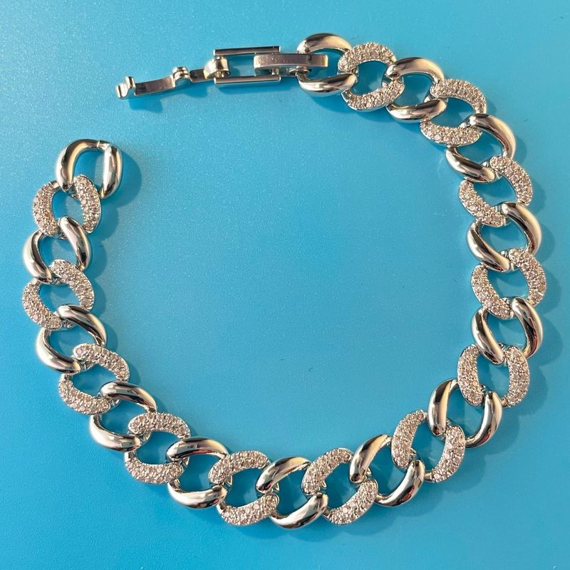Braccialetto di lusso in stile street semplice con catena cubana in ottone placcato oro e diamanti hip-hop_voghion.com