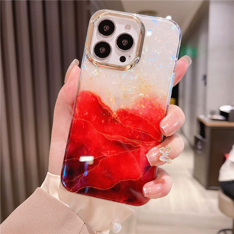 13 Glitter Dream Shell Crack Marble Phone Case For iPhone 15 12 11 Pro Max 14Plus 13pro Shockproof_voghion.com