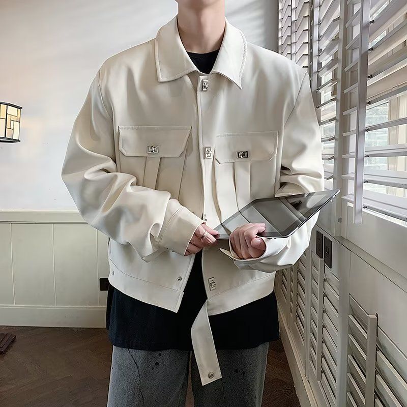 High end explosive street jacket for men in spring and autumn, multi pocket trendy brand, cool and stylish workwear, pilot's jacket, and men's jacket_voghion.com