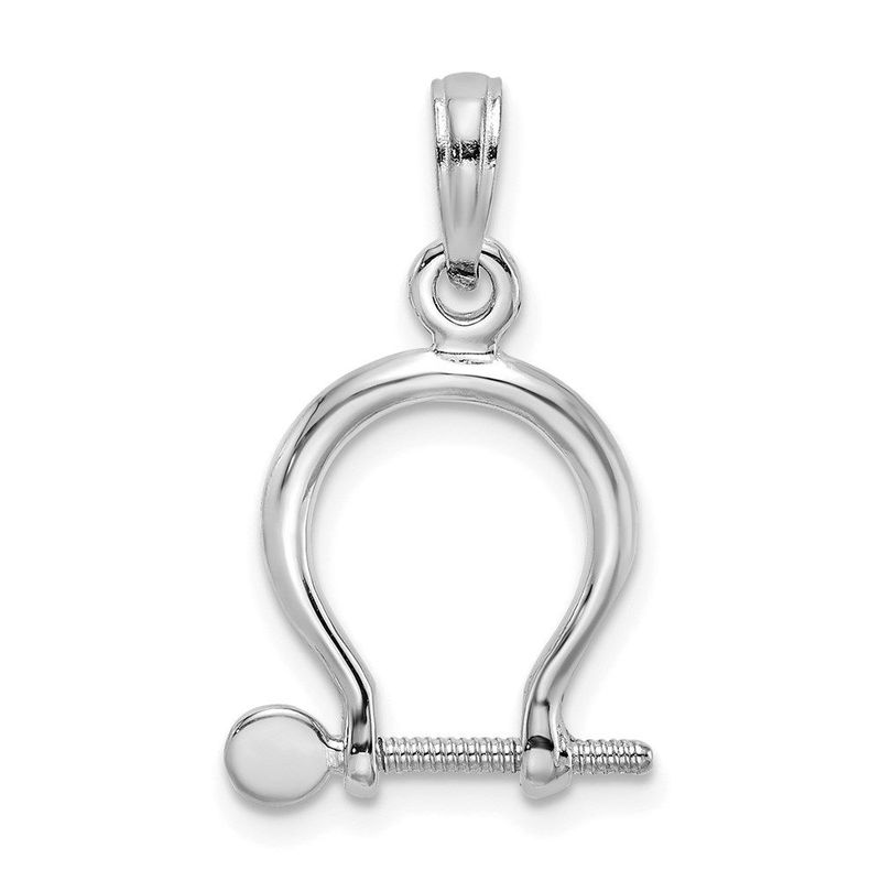 14K White Gold 3-D Small Shackle Link Screw Charm_voghion.com