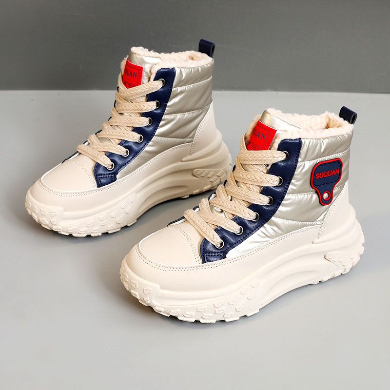 Pour les femmes, nouveauté automne-hiver 2024, parapluie chaud à tige haute, tissu polaire, semelle épaisse, coton rehaussant la hauteur_voghion.com