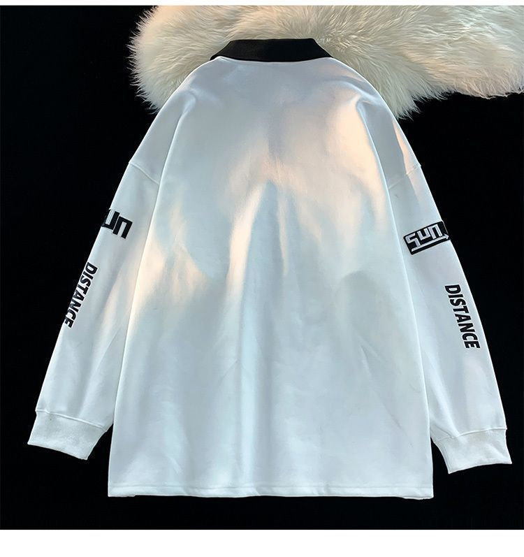 Sudadera con capucha retro americana para hombre, camisa polo de marca de moda, traje de carreras con solapa de manga larga, top de tendencia, primavera y otoño 2024_voghion.com