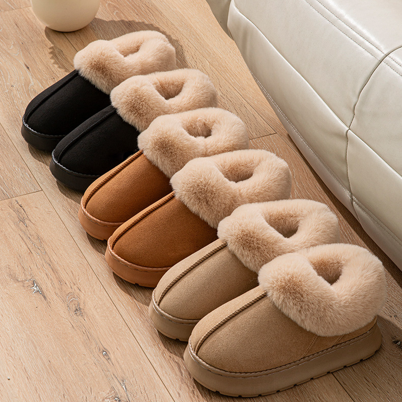 Herbst und Winter Plüsch Baumwollschuhe gute warme Zuhause verdickte wollige wasserdichte Paar High-Top Baumwollpantoffeln_voghion.com