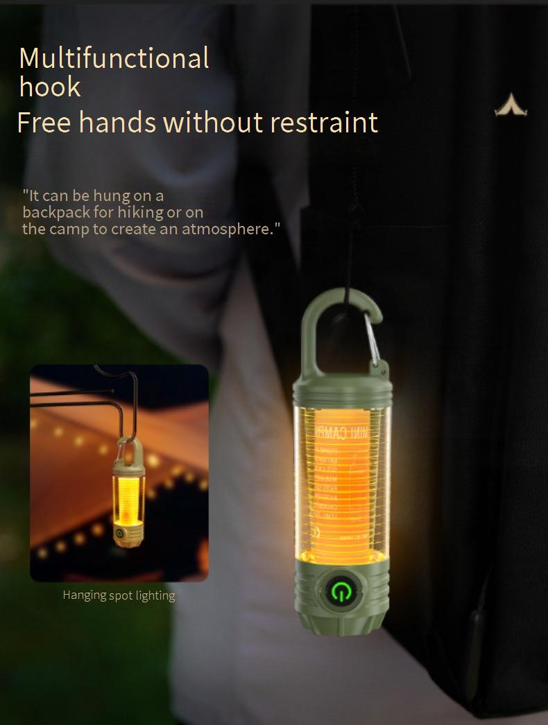 Multifunctional Outdoor Camping Light Portable Strong Light Flashlight Rechargeable Mini Retro Camping Atmosphere Light_voghion.com