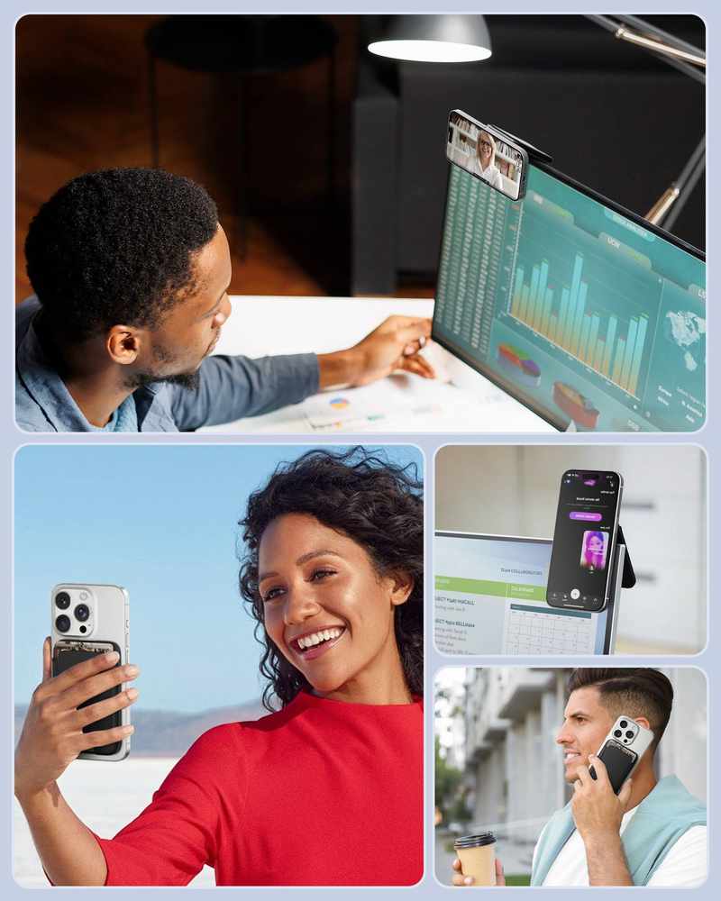 Mobile Phone Magnetic Card Holder, IPhone 16 Multi Angle Pivot Bracket, Magnetic Card Box_voghion.com