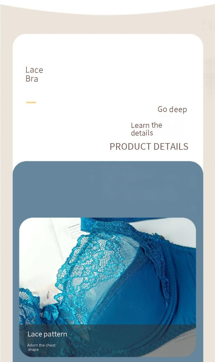 Women's Intimates Large Size Bra Adjustment Type Large Breast Gathering Underwire Lace Women's Underwear_voghion.com