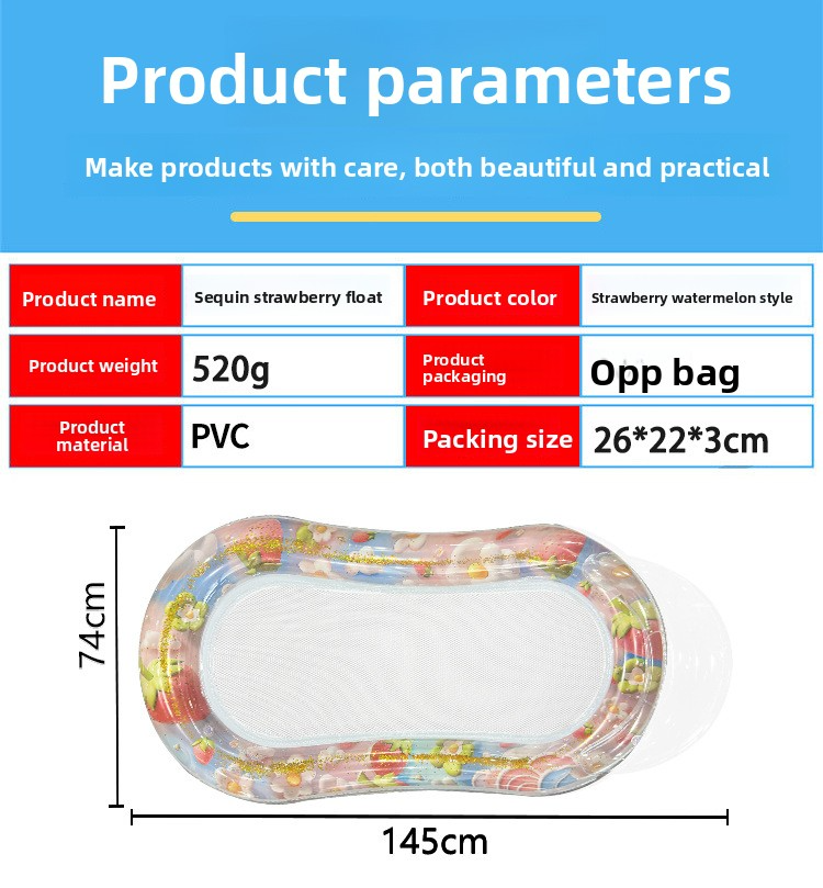 Eco-Friendly PVC Inflatable Lounge Chair With Glitter Mesh & Pillow - Single Person Floating Bed For Pool & Beach (150cm Quick-Dry Portable Design)_voghion.com