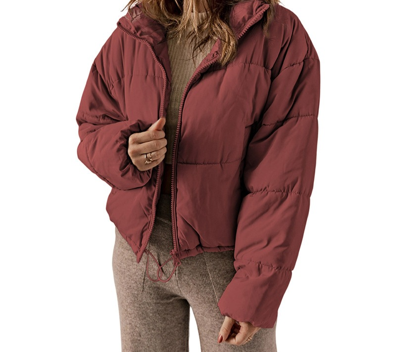 Women's Winter Fashion Coat - European Style Casual Jacket With Pockets, Warm Polyester Filling, Classic Stand Collar, Streetwear Outerwear_voghion.com