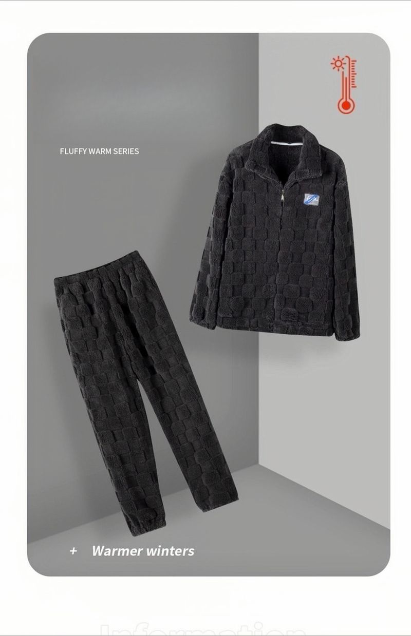 New Autumn And Winter Men's Home Clothes, Fashionable Pajamas, Men's Thick And Velvet Coral Fleece, Warm Flannel_voghion.com