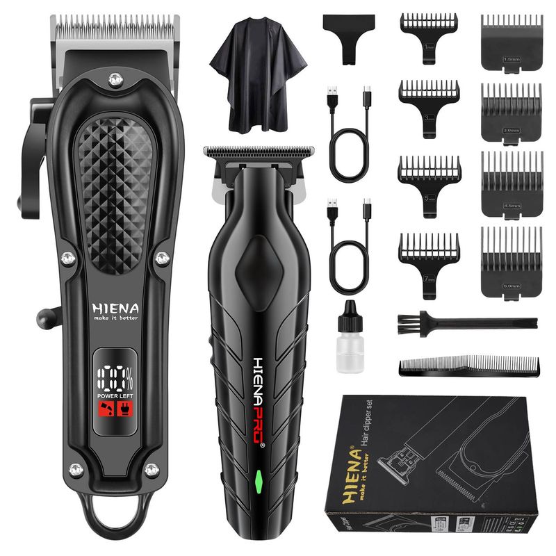 Professional Hair Clipper Kit – USB Rechargeable Cordless Hair Trimmer With LCD Display, Detachable Blades & Multiple Comb Attachments_voghion.com