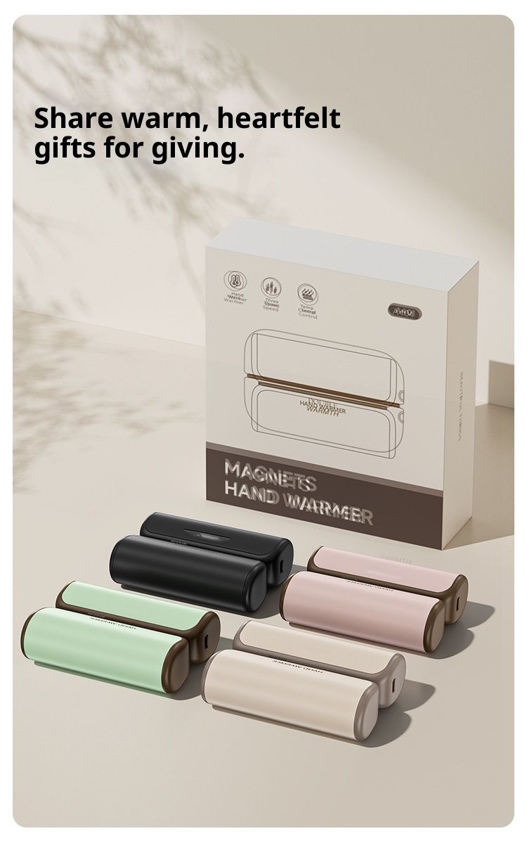 Scaldamani ricaricabile tramite USB-C da 6000 mAh – Cuscinetto riscaldante magnetico staccabile con 3 impostazioni di temperatura (bianco/nero/verde/rosa)_voghion.com