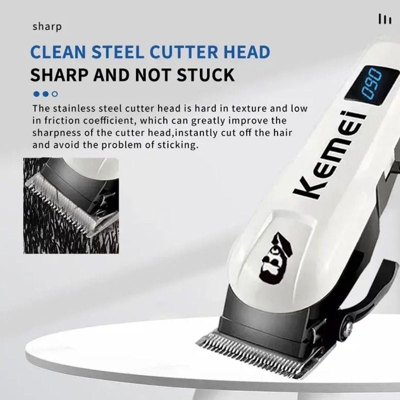 Kemei KM-232 Profesjonalna maszynka do strzyżenia włosów z ładowaniem USB, bezprzewodowa maszynka do strzyżenia włosów LCD dla mężczyzn_voghion.com