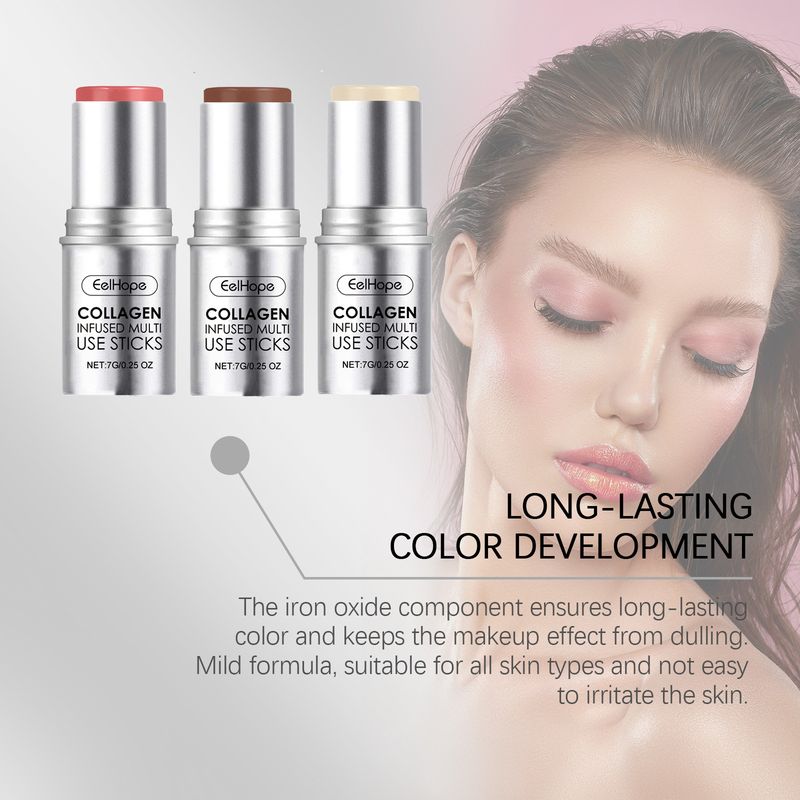 EELHOPE Collagen Moisturizing Natural Blush Lipstick Highlight Makeup Stick_voghion.com
